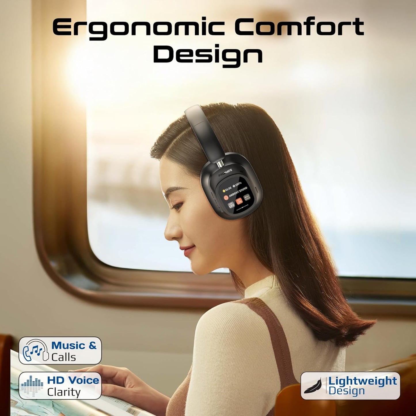 Casque Bluetooth AI avec écran LCD