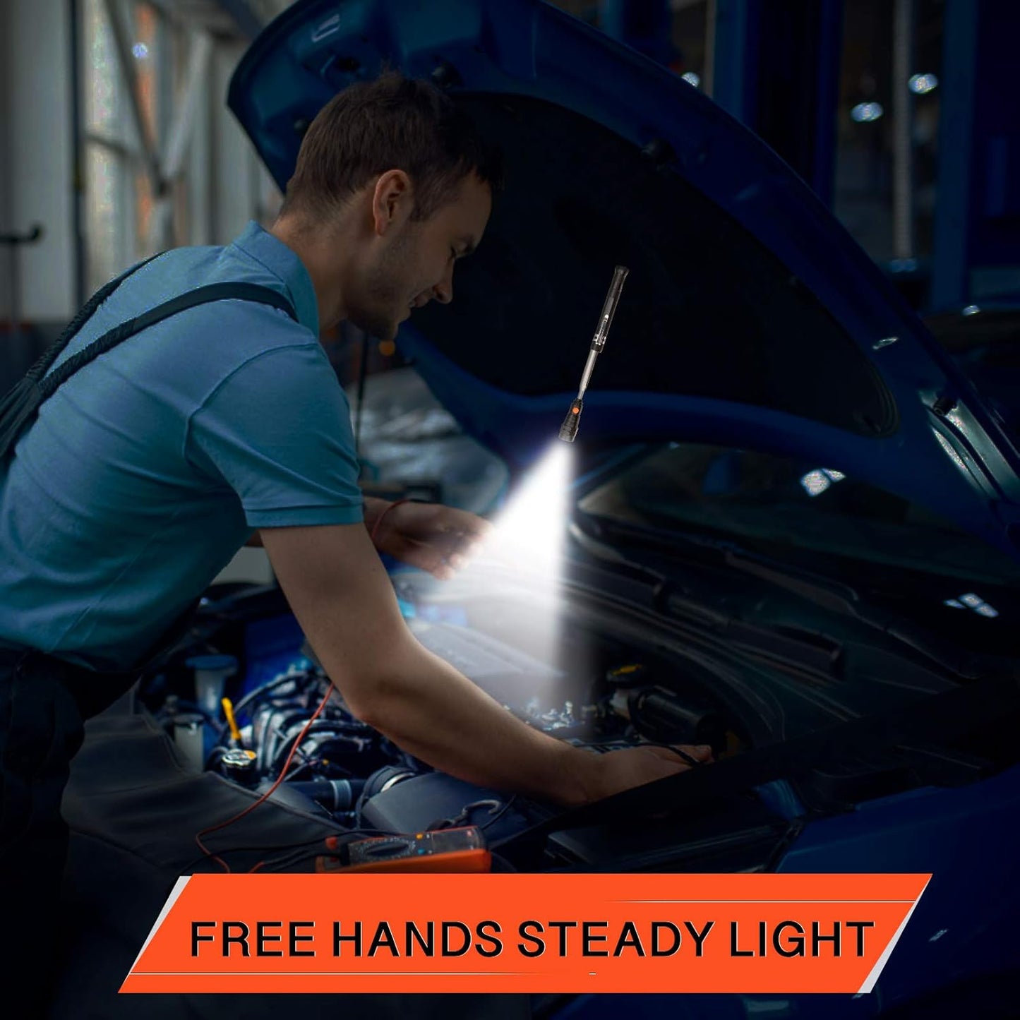 Lampe torche télescopique magnétique multifonctionnelle