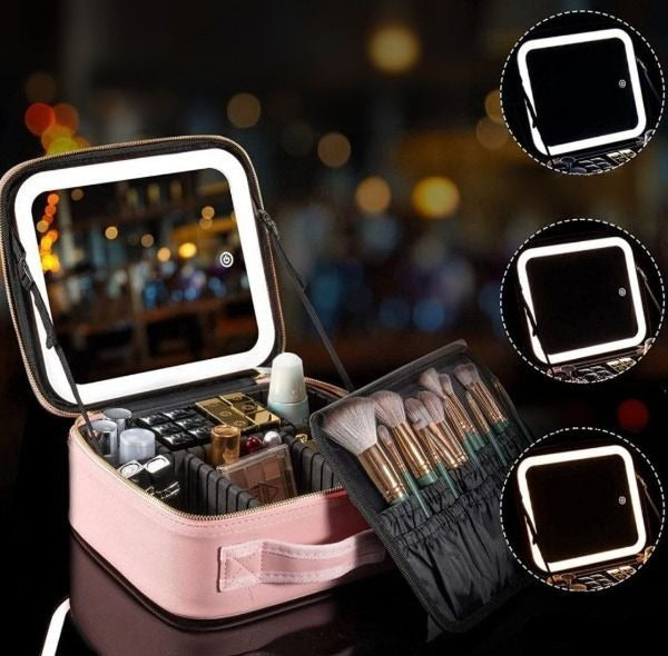 حقيبة مكياج ذكية بإضاءة LED