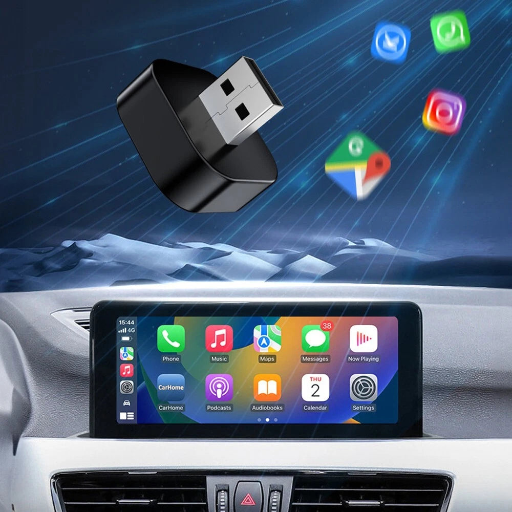 Adaptateur sans fil 2-en-1 pour iPhone et Android Car