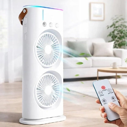Ventilateur double portable avec fonction brumisation fraîche