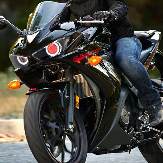 مصباح أمامي للدراجات النارية بتصميم عيون ليد ديناميكي