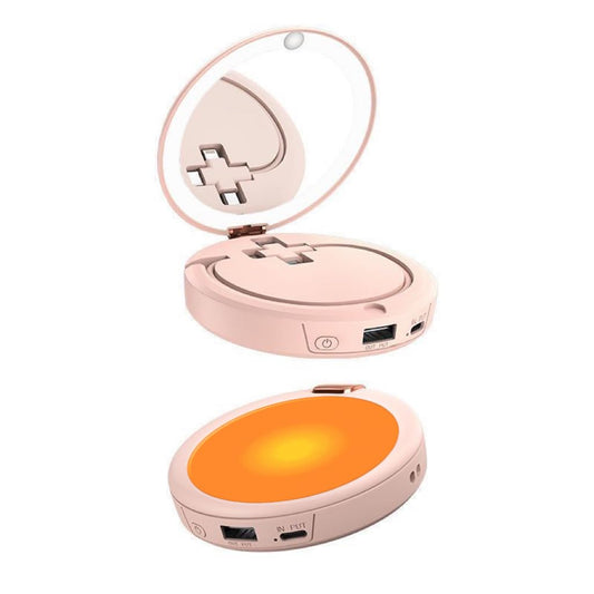 3-in-1 Portable Power Bank LED Mirror Hand Warmer