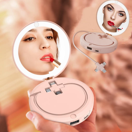3-in-1 Portable Power Bank LED Mirror Hand Warmer