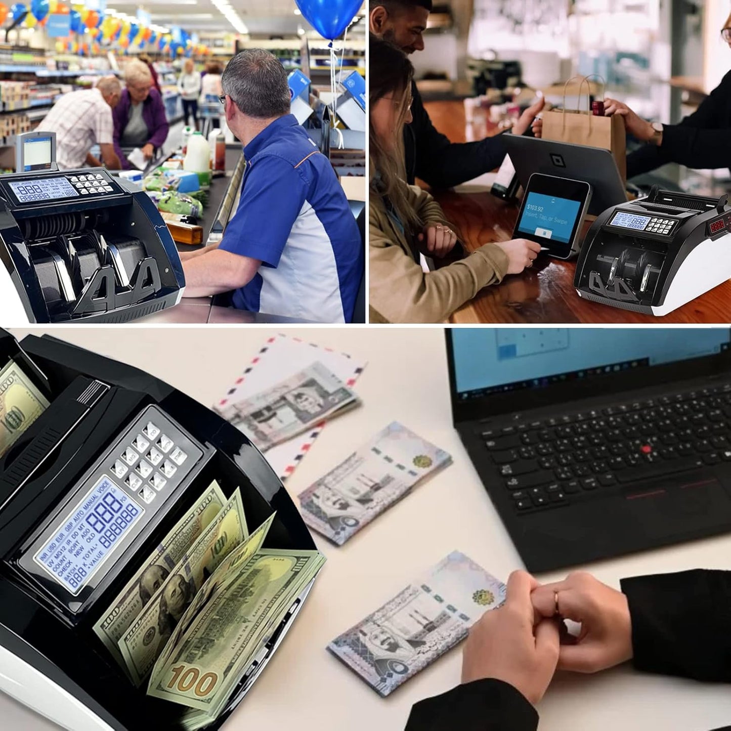 Machine de comptage de monnaie multinationale avec écran LCD