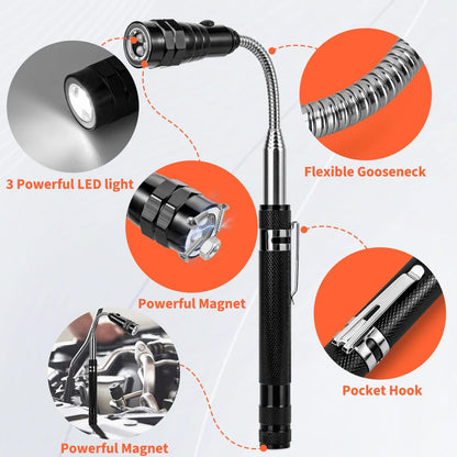 Lampe torche télescopique magnétique multifonctionnelle
