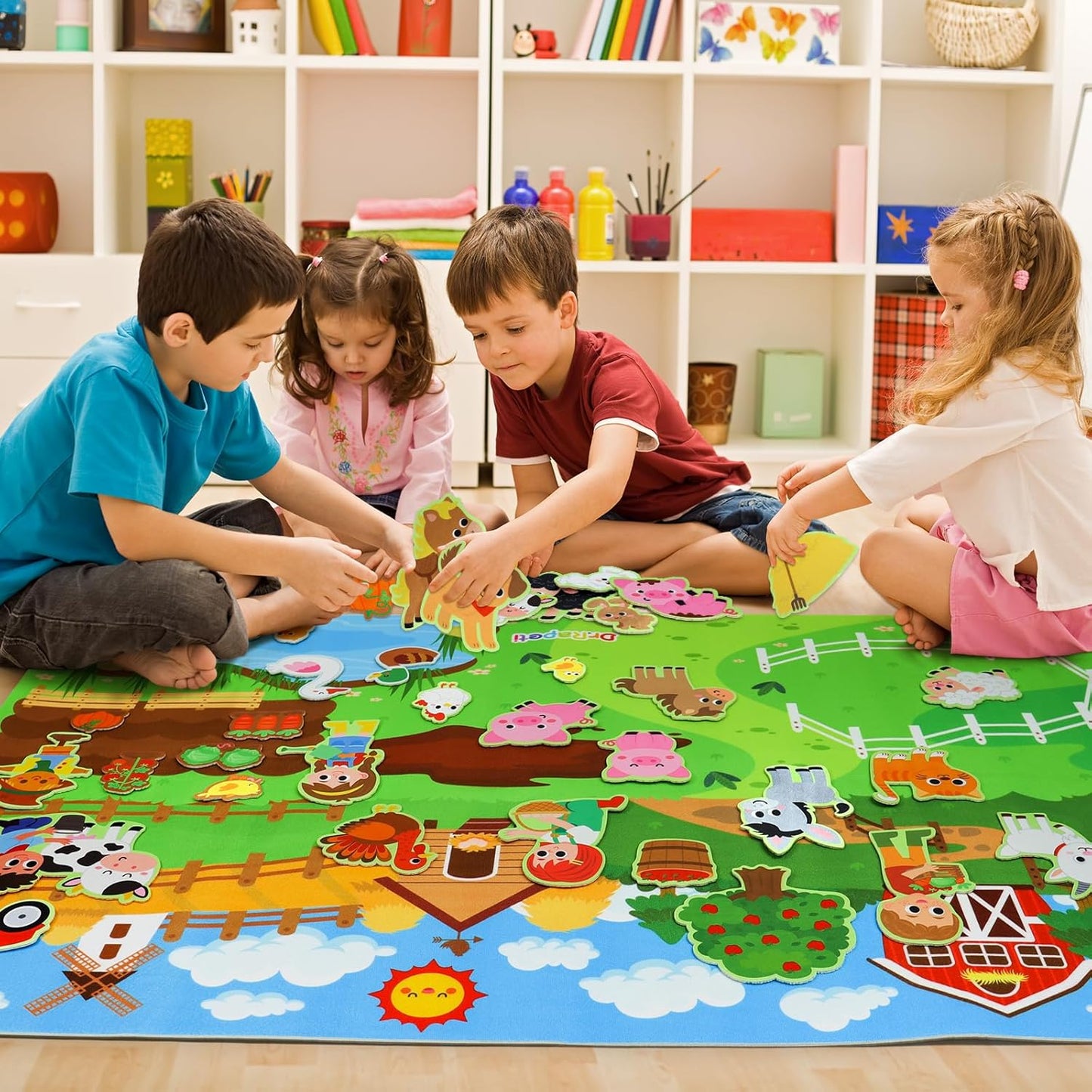 Tapis de jeu Histoire d'animaux de la ferme