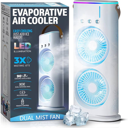 Ventilateur double portable avec fonction brumisation fraîche