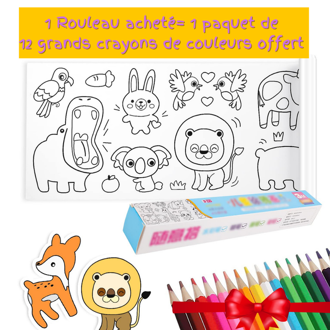 Rouleau de papier à dessin et coloriage pour enfants | 3 mètres
