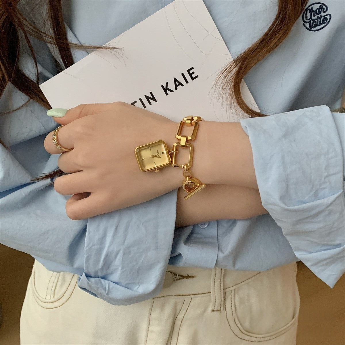 bracelet-montre bijou doré