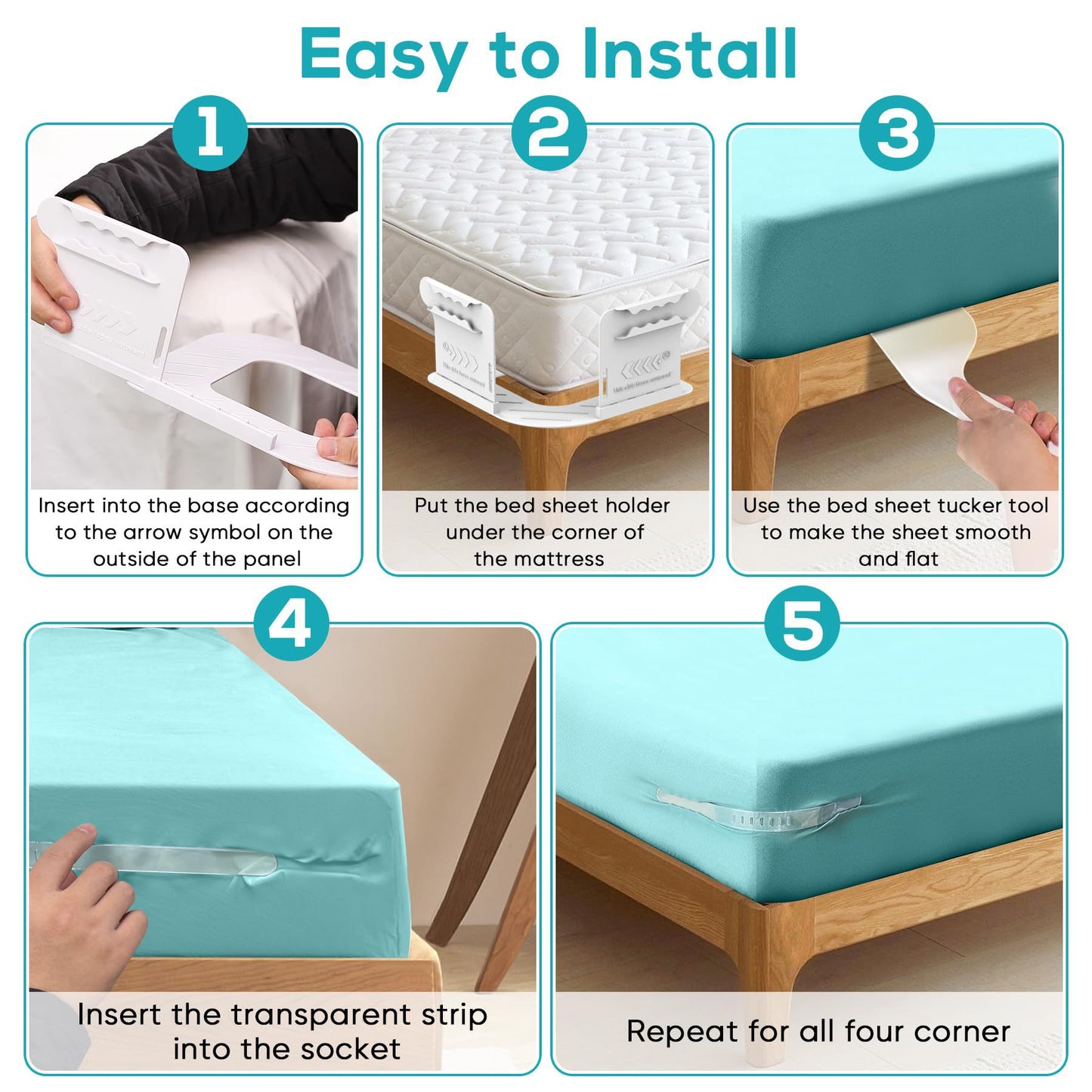 Lot de 4 Pinces de Draps avec Verrouillage