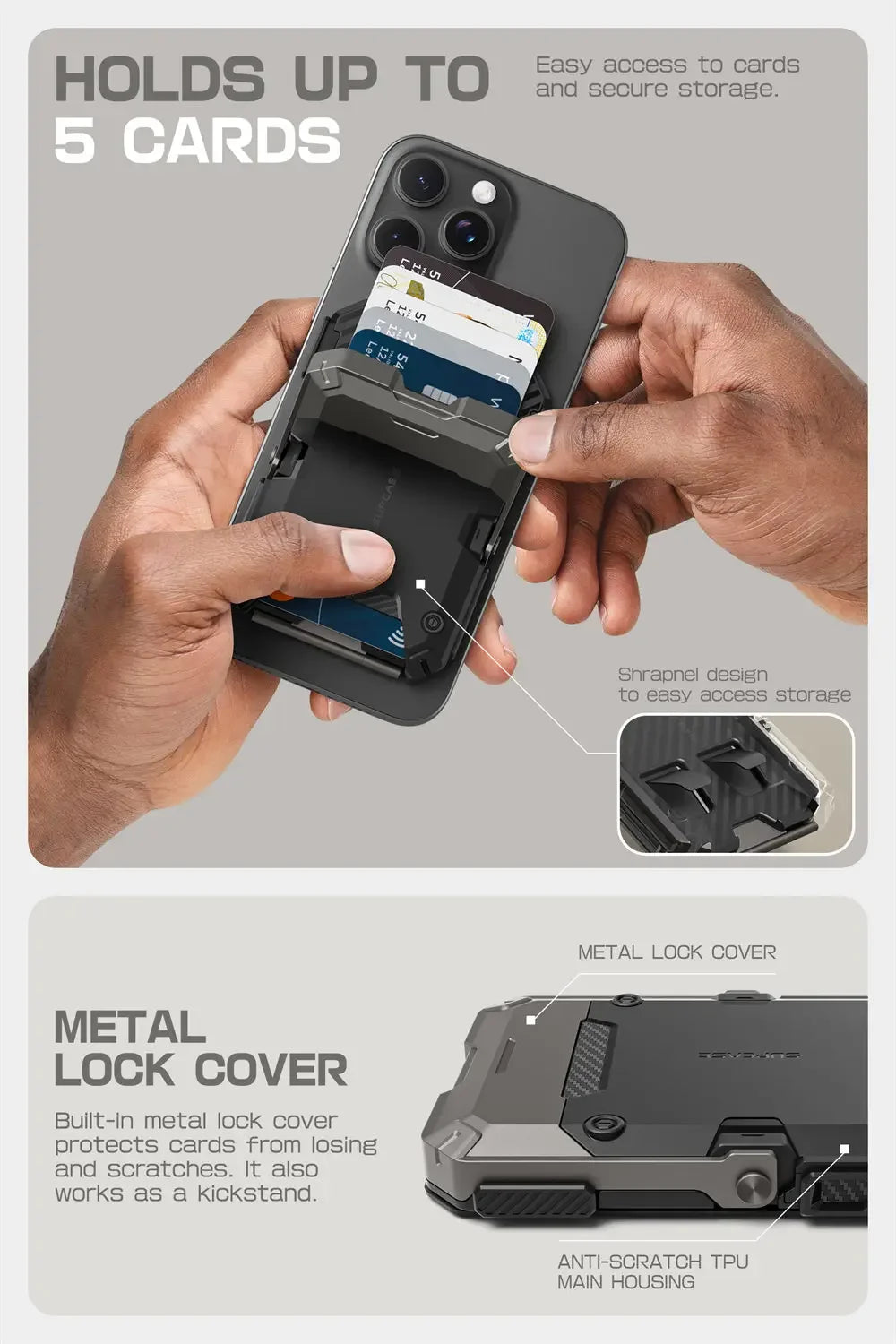 محفظة مغناطيسية مع حامل هاتف ثلاثي القوائم